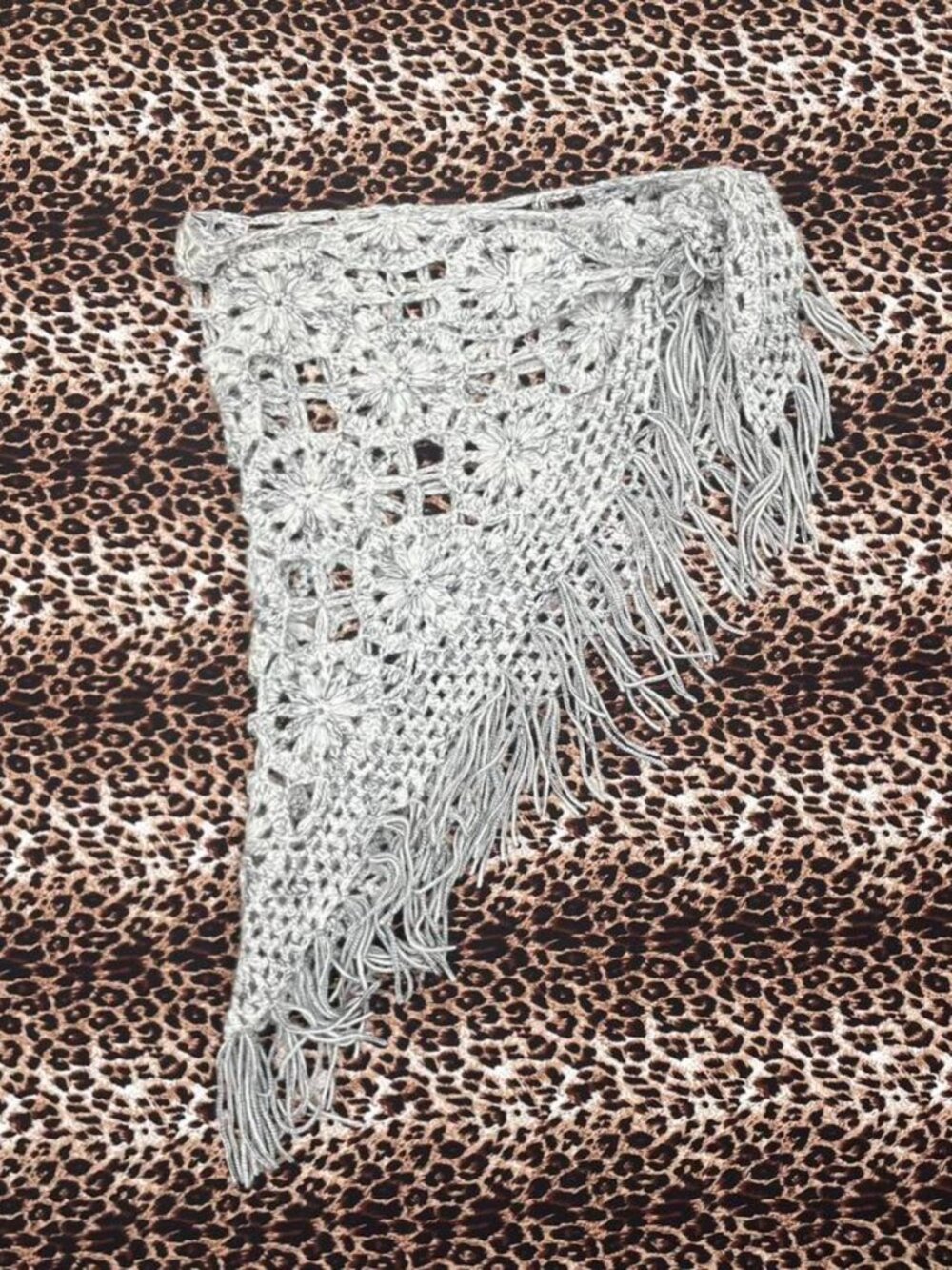 cashmere crochet shawl with tassels